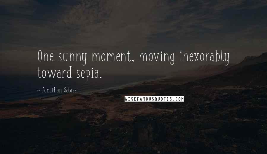 Jonathan Galassi Quotes: One sunny moment, moving inexorably toward sepia.