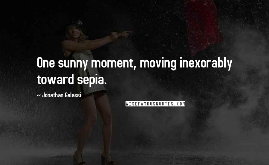 Jonathan Galassi Quotes: One sunny moment, moving inexorably toward sepia.