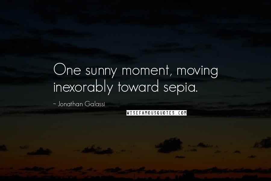 Jonathan Galassi Quotes: One sunny moment, moving inexorably toward sepia.