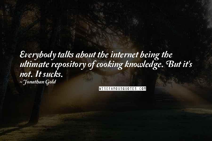 Jonathan Gold Quotes: Everybody talks about the internet being the ultimate repository of cooking knowledge. But it's not. It sucks.