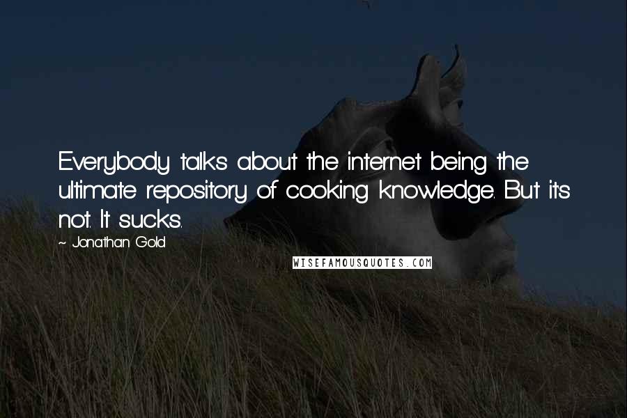 Jonathan Gold Quotes: Everybody talks about the internet being the ultimate repository of cooking knowledge. But it's not. It sucks.