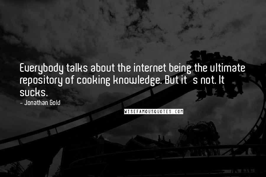 Jonathan Gold Quotes: Everybody talks about the internet being the ultimate repository of cooking knowledge. But it's not. It sucks.