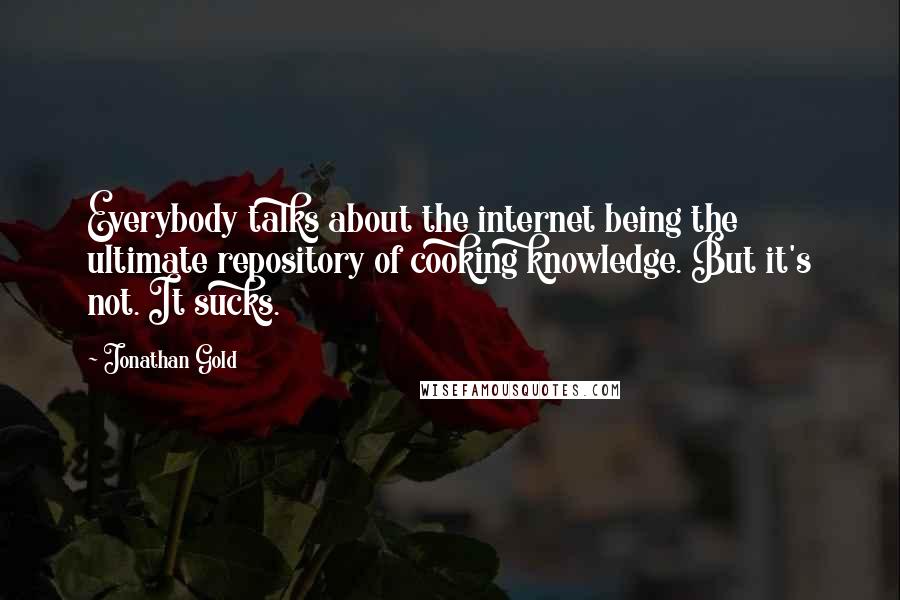 Jonathan Gold Quotes: Everybody talks about the internet being the ultimate repository of cooking knowledge. But it's not. It sucks.