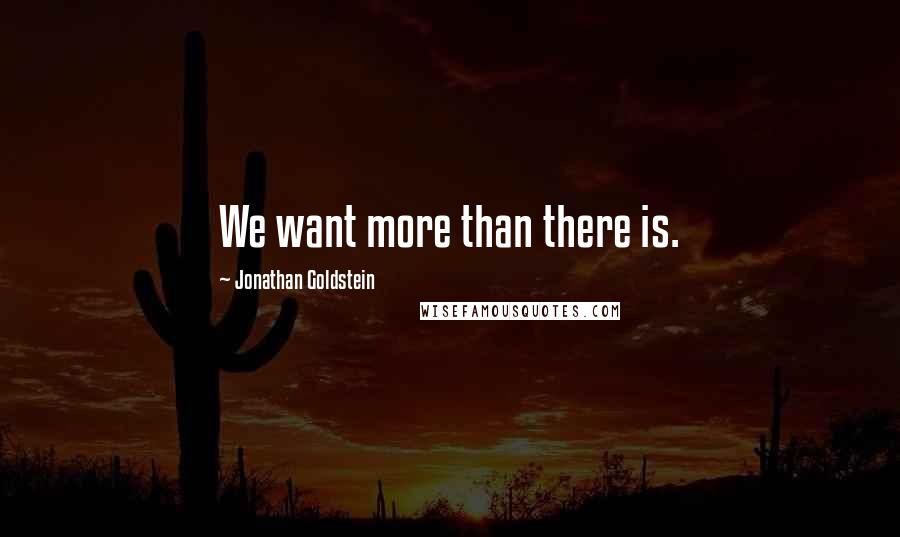 Jonathan Goldstein Quotes: We want more than there is.