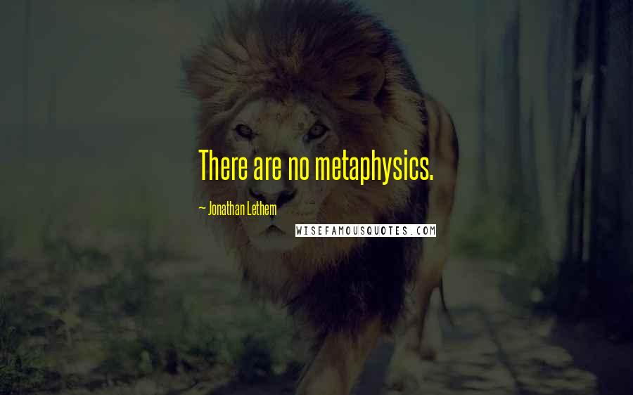 Jonathan Lethem Quotes: There are no metaphysics.