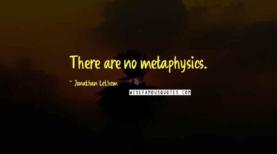 Jonathan Lethem Quotes: There are no metaphysics.