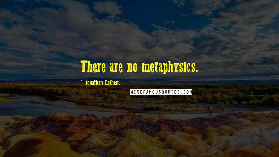 Jonathan Lethem Quotes: There are no metaphysics.