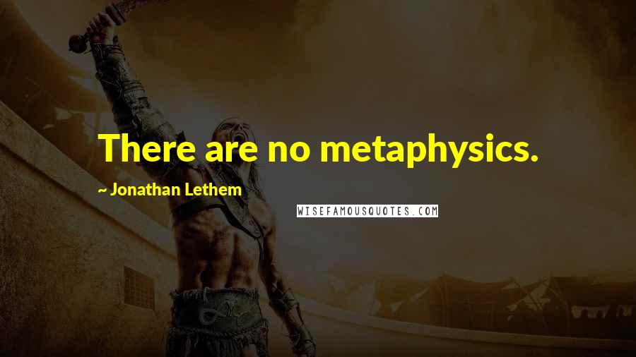 Jonathan Lethem Quotes: There are no metaphysics.