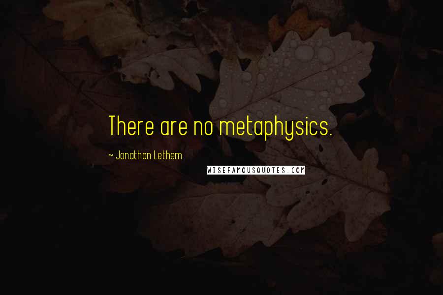 Jonathan Lethem Quotes: There are no metaphysics.