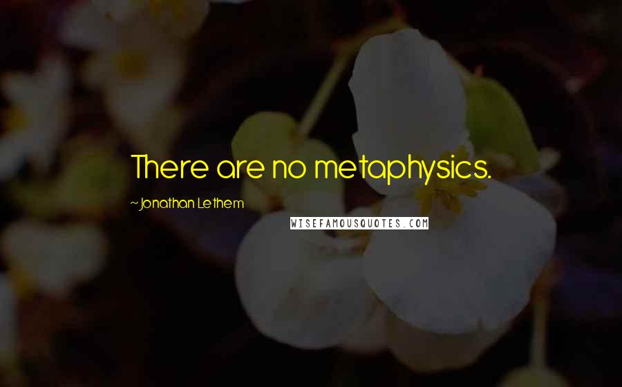 Jonathan Lethem Quotes: There are no metaphysics.