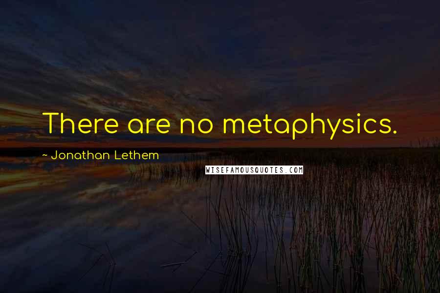 Jonathan Lethem Quotes: There are no metaphysics.