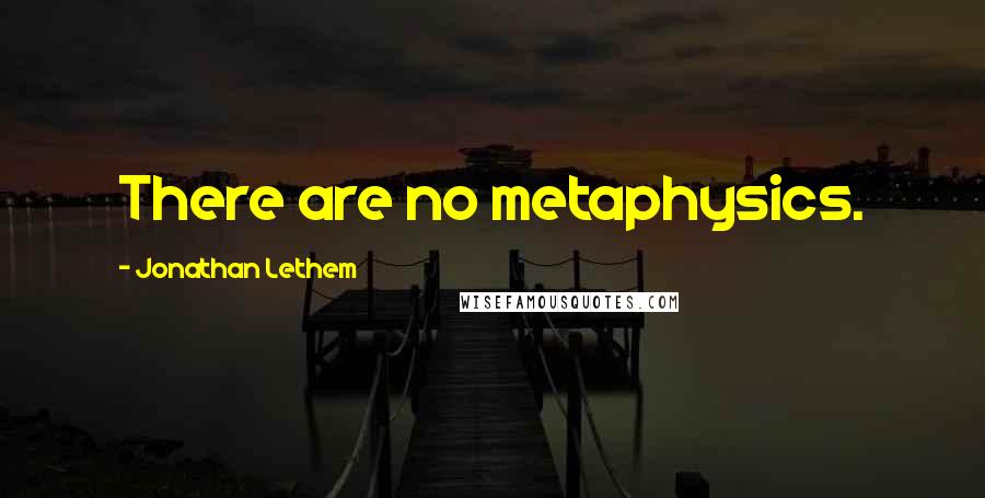 Jonathan Lethem Quotes: There are no metaphysics.