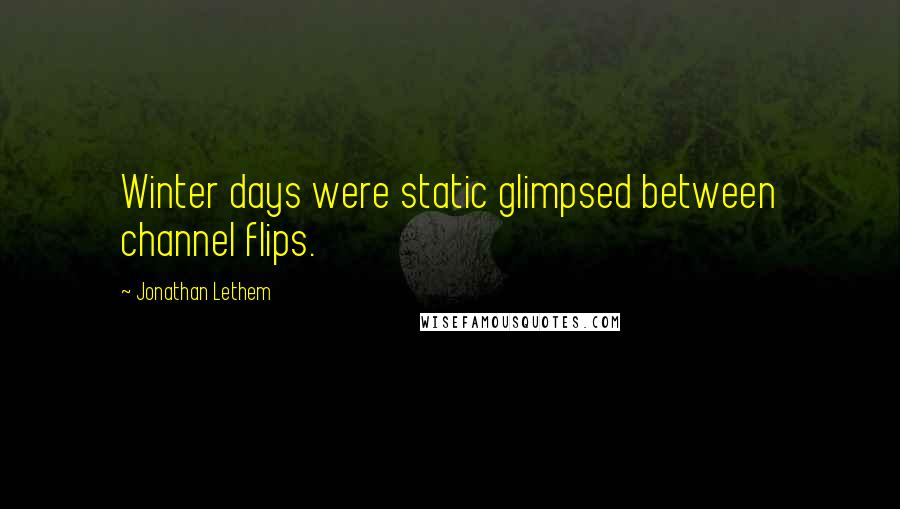 Jonathan Lethem Quotes: Winter days were static glimpsed between channel flips.
