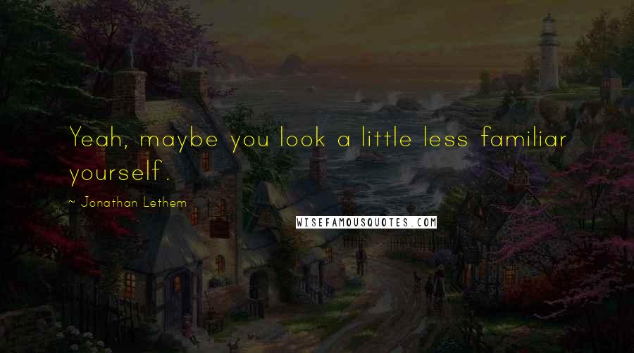Jonathan Lethem Quotes: Yeah, maybe you look a little less familiar yourself.