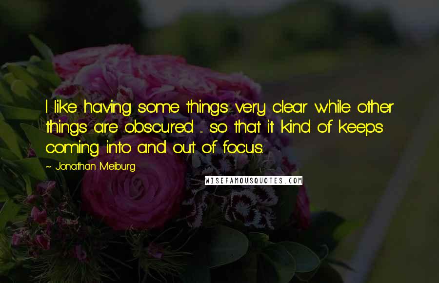Jonathan Meiburg Quotes: I like having some things very clear while other things are obscured ... so that it kind of keeps coming into and out of focus.