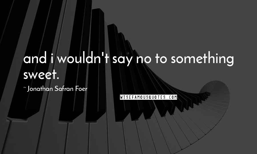 Jonathan Safran Foer Quotes: and i wouldn't say no to something sweet.