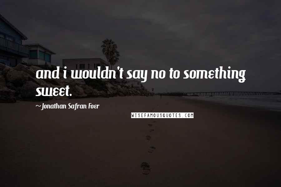 Jonathan Safran Foer Quotes: and i wouldn't say no to something sweet.