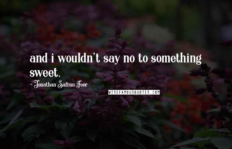 Jonathan Safran Foer Quotes: and i wouldn't say no to something sweet.