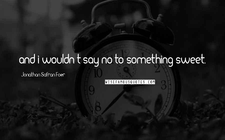 Jonathan Safran Foer Quotes: and i wouldn't say no to something sweet.