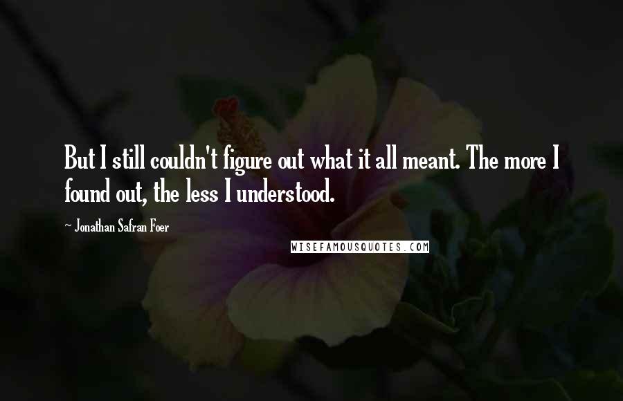 Jonathan Safran Foer Quotes: But I still couldn't figure out what it all meant. The more I found out, the less I understood.