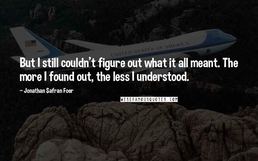 Jonathan Safran Foer Quotes: But I still couldn't figure out what it all meant. The more I found out, the less I understood.