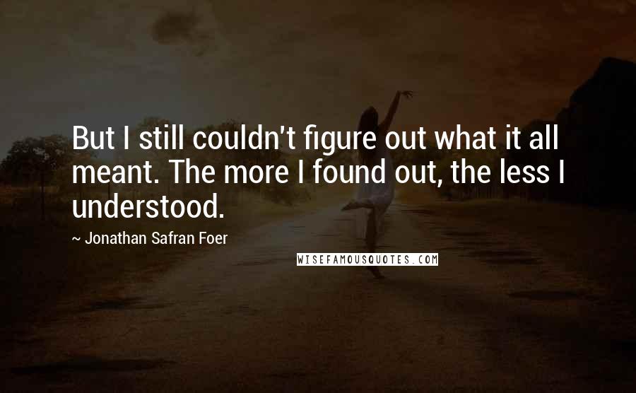 Jonathan Safran Foer Quotes: But I still couldn't figure out what it all meant. The more I found out, the less I understood.