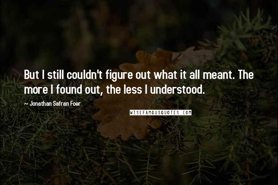 Jonathan Safran Foer Quotes: But I still couldn't figure out what it all meant. The more I found out, the less I understood.