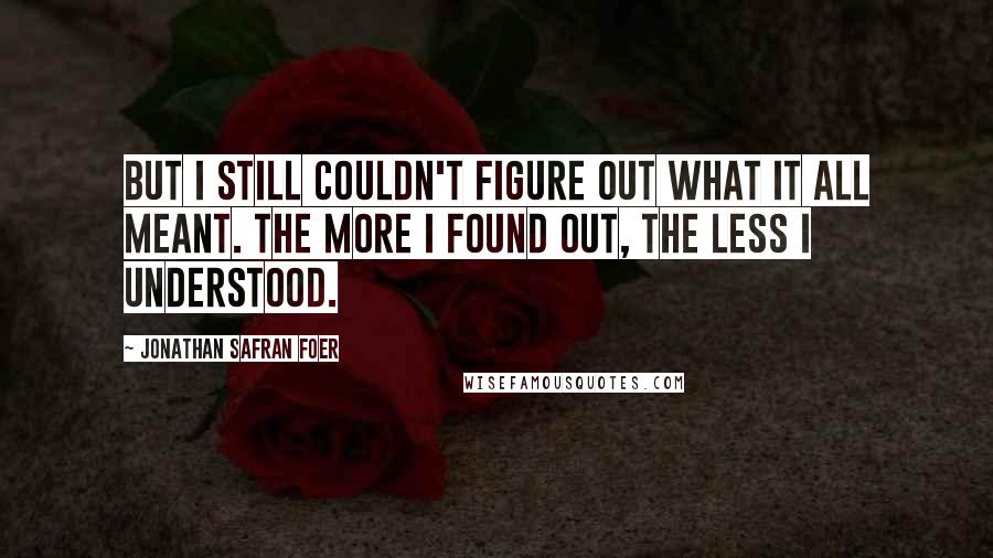 Jonathan Safran Foer Quotes: But I still couldn't figure out what it all meant. The more I found out, the less I understood.