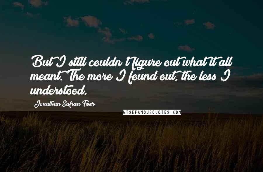 Jonathan Safran Foer Quotes: But I still couldn't figure out what it all meant. The more I found out, the less I understood.