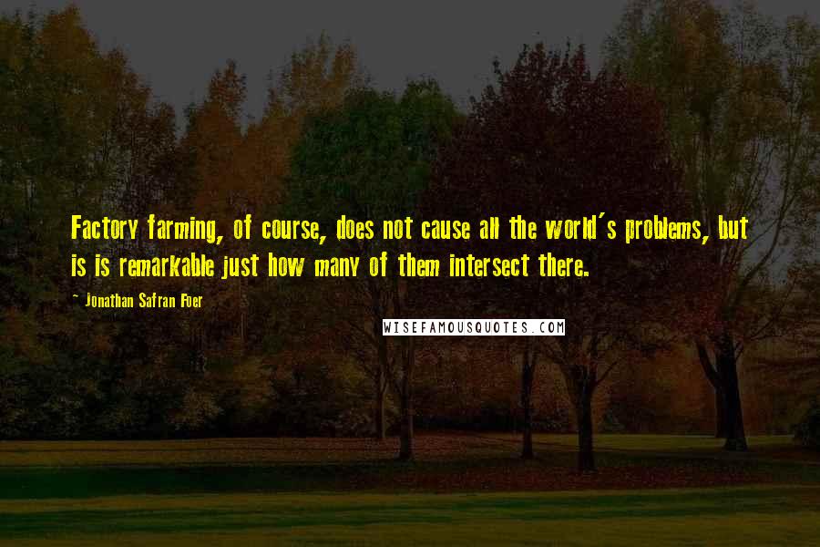 Jonathan Safran Foer Quotes: Factory farming, of course, does not cause all the world's problems, but is is remarkable just how many of them intersect there.