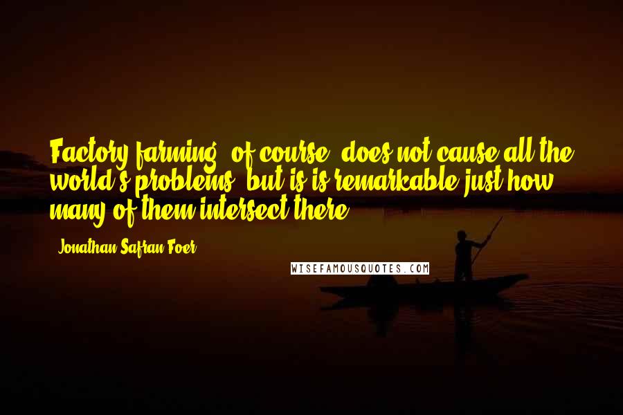 Jonathan Safran Foer Quotes: Factory farming, of course, does not cause all the world's problems, but is is remarkable just how many of them intersect there.
