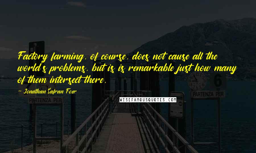 Jonathan Safran Foer Quotes: Factory farming, of course, does not cause all the world's problems, but is is remarkable just how many of them intersect there.