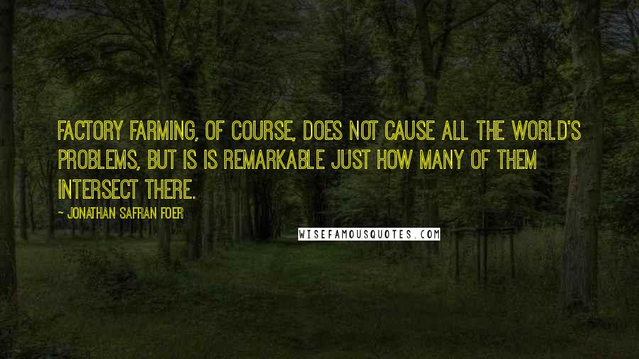 Jonathan Safran Foer Quotes: Factory farming, of course, does not cause all the world's problems, but is is remarkable just how many of them intersect there.