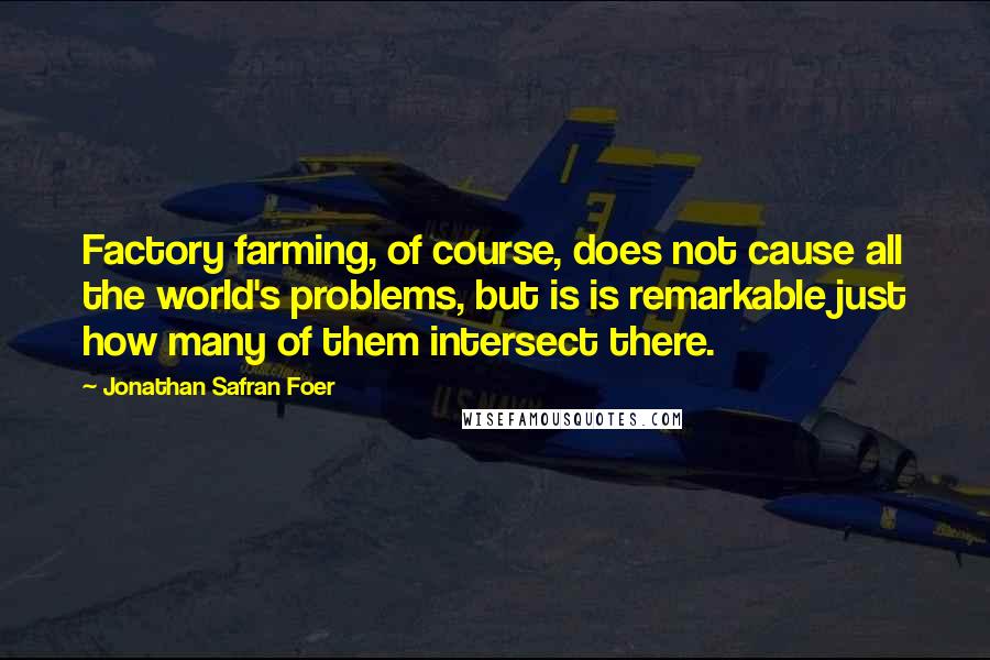 Jonathan Safran Foer Quotes: Factory farming, of course, does not cause all the world's problems, but is is remarkable just how many of them intersect there.
