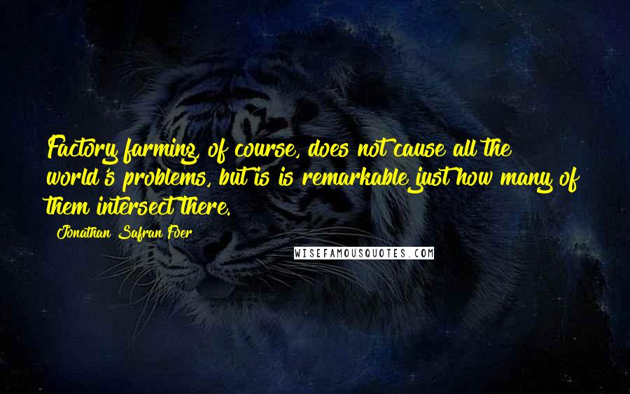 Jonathan Safran Foer Quotes: Factory farming, of course, does not cause all the world's problems, but is is remarkable just how many of them intersect there.