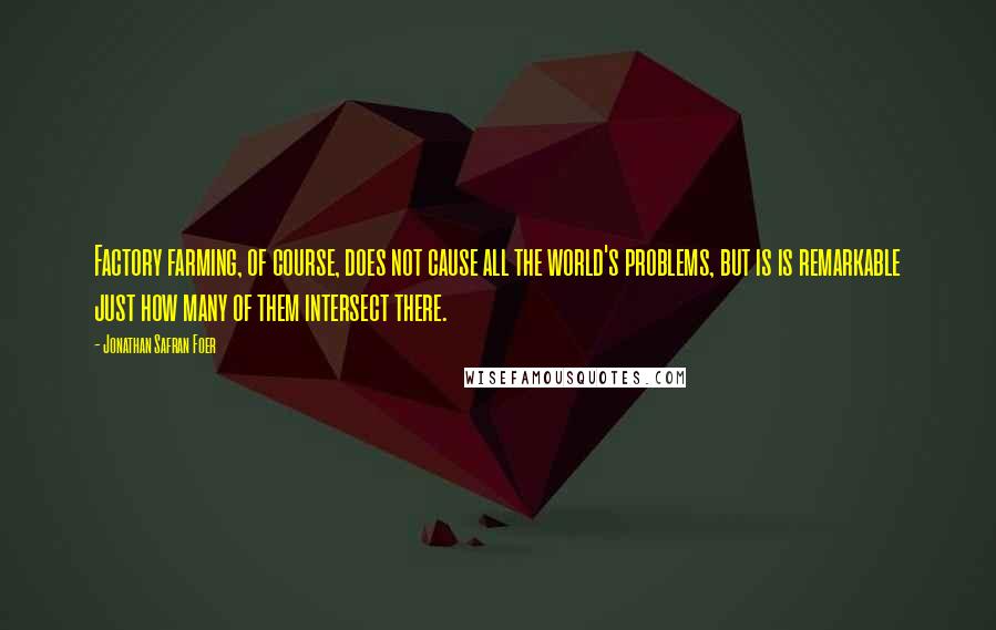 Jonathan Safran Foer Quotes: Factory farming, of course, does not cause all the world's problems, but is is remarkable just how many of them intersect there.