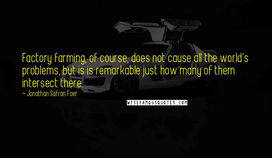 Jonathan Safran Foer Quotes: Factory farming, of course, does not cause all the world's problems, but is is remarkable just how many of them intersect there.