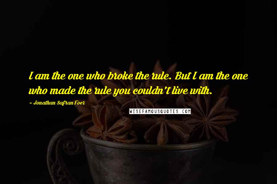 Jonathan Safran Foer Quotes: I am the one who broke the rule. But I am the one who made the rule you couldn't live with.