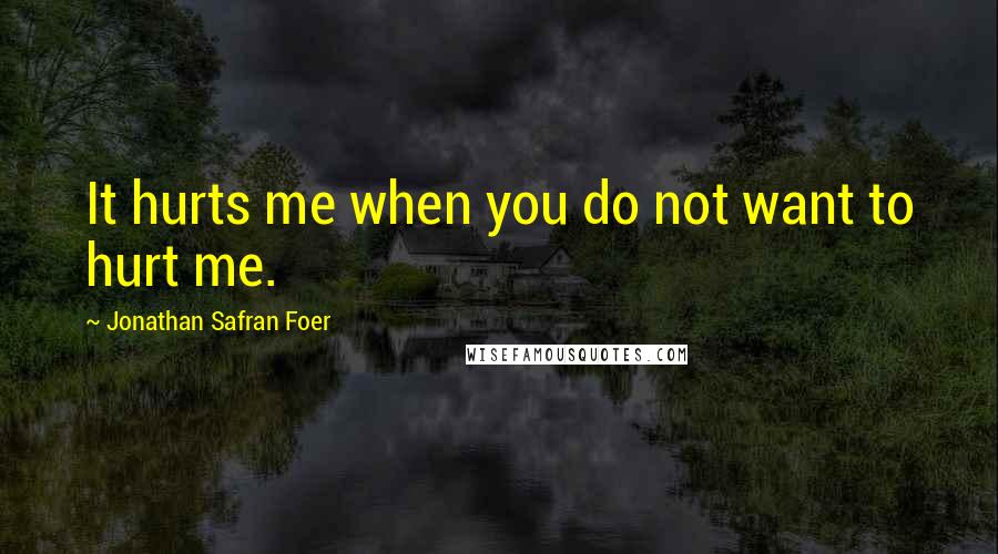 Jonathan Safran Foer Quotes: It hurts me when you do not want to hurt me.