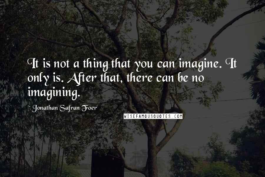 Jonathan Safran Foer Quotes: It is not a thing that you can imagine. It only is. After that, there can be no imagining.