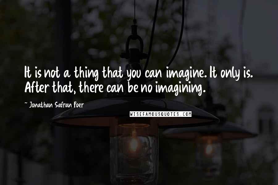 Jonathan Safran Foer Quotes: It is not a thing that you can imagine. It only is. After that, there can be no imagining.