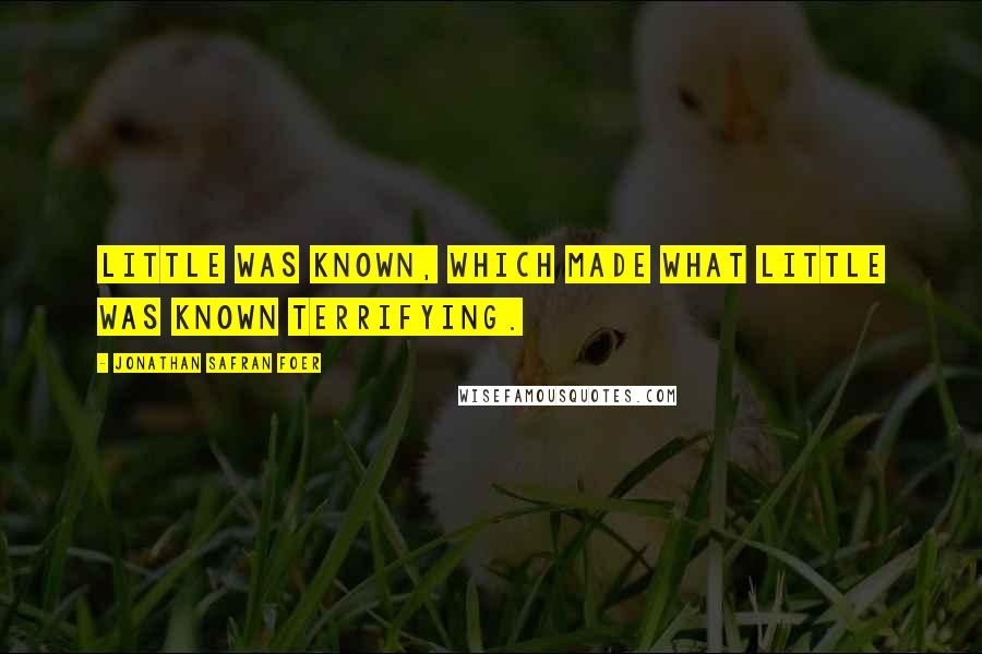 Jonathan Safran Foer Quotes: Little was known, which made what little was known terrifying.