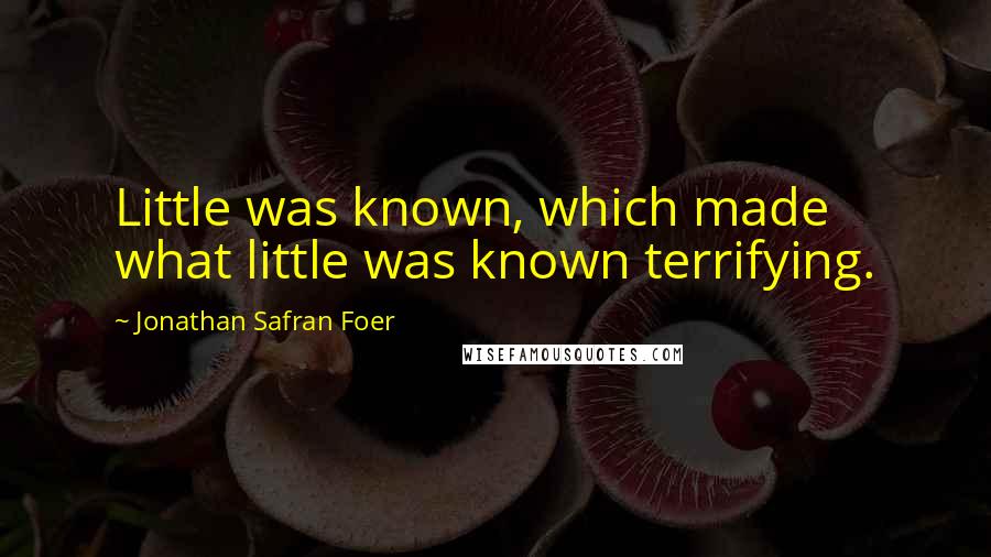 Jonathan Safran Foer Quotes: Little was known, which made what little was known terrifying.