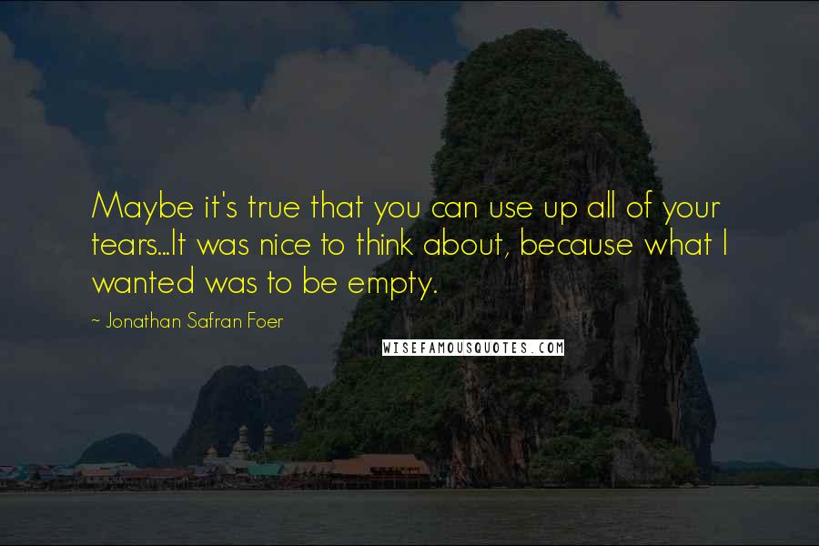 Jonathan Safran Foer Quotes: Maybe it's true that you can use up all of your tears...It was nice to think about, because what I wanted was to be empty.