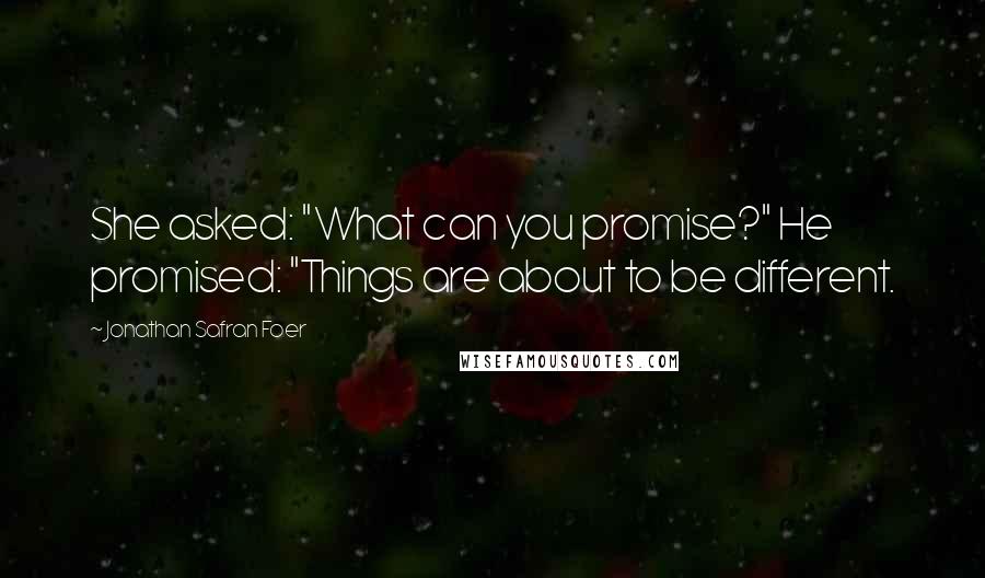 Jonathan Safran Foer Quotes: She asked: "What can you promise?" He promised: "Things are about to be different.