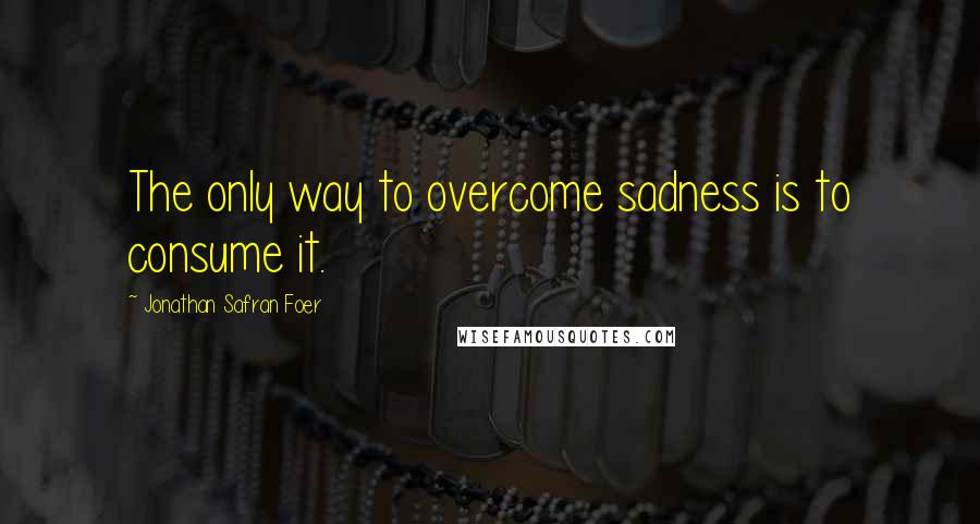 Jonathan Safran Foer Quotes: The only way to overcome sadness is to consume it.