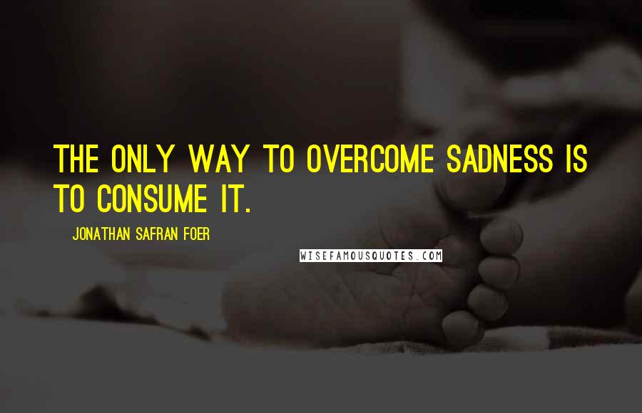 Jonathan Safran Foer Quotes: The only way to overcome sadness is to consume it.