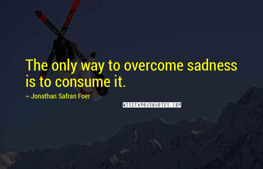 Jonathan Safran Foer Quotes: The only way to overcome sadness is to consume it.