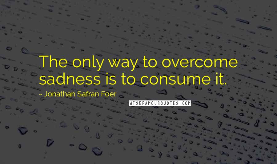 Jonathan Safran Foer Quotes: The only way to overcome sadness is to consume it.