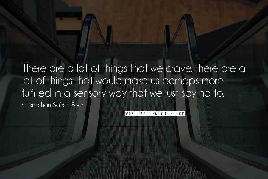 Jonathan Safran Foer Quotes: There are a lot of things that we crave, there are a lot of things that would make us perhaps more fulfilled in a sensory way that we just say no to.
